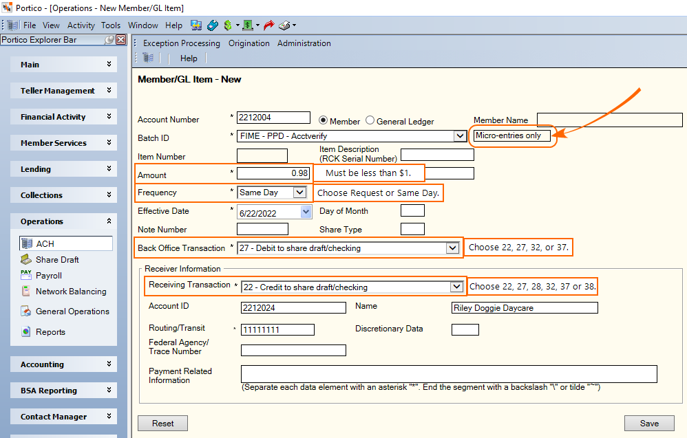 Member/GL Item - New - new micro-entry item Member/GL Item - New - new micro-entry item