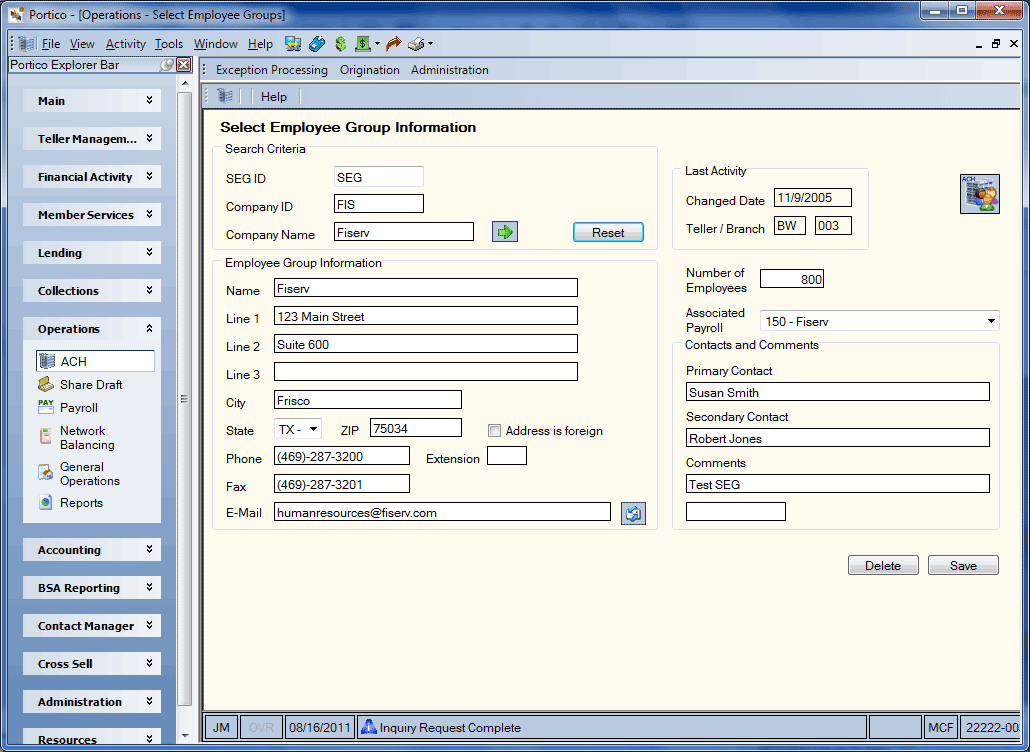 Select Employee Group Information