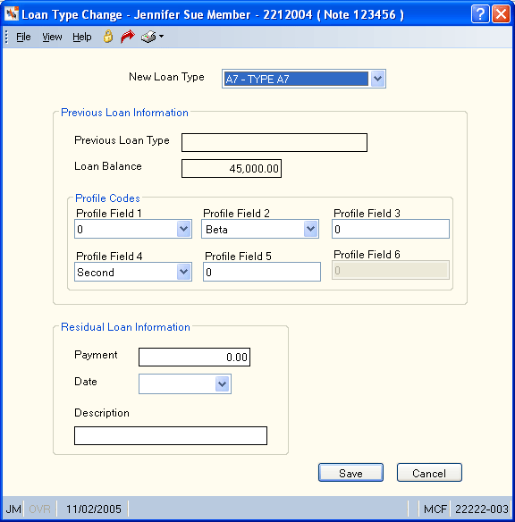 Loan Type Change Loan Type Change