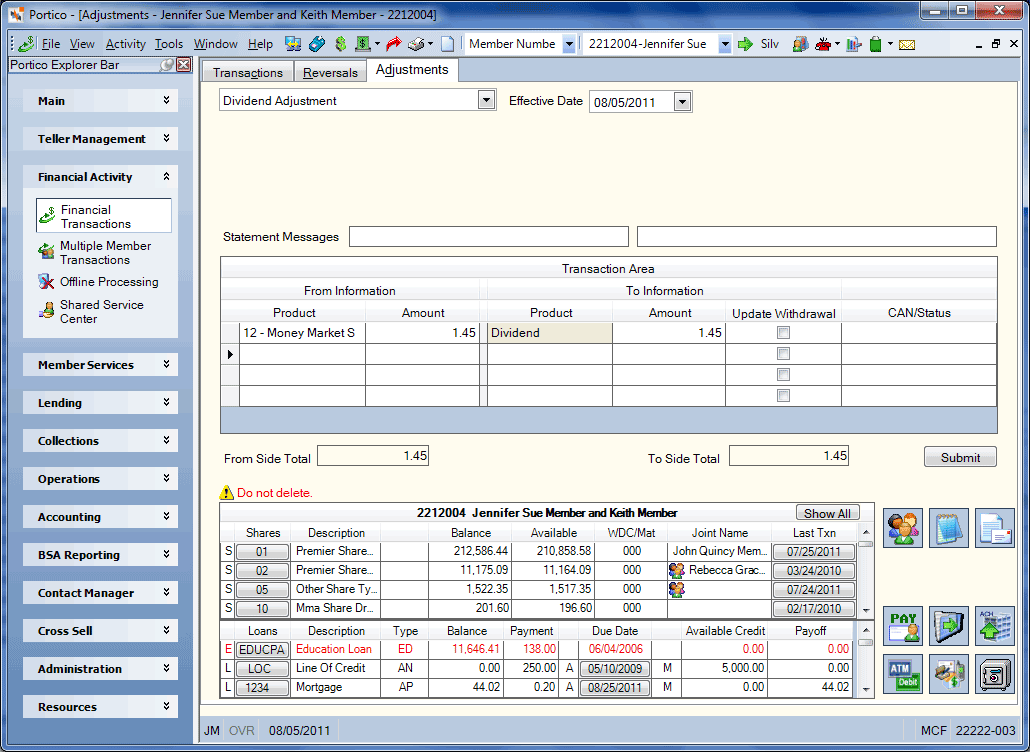 Adjustments - Dividend Adjustment