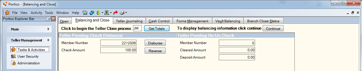 Balancing and Close Pending Check Disbursal