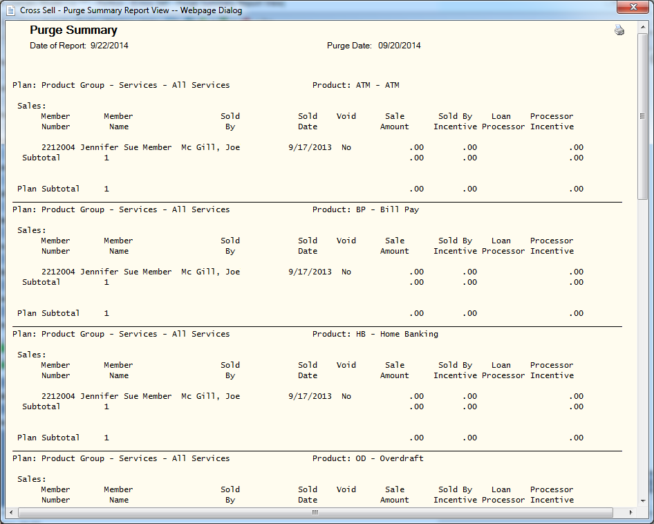 Cross Sell Purge Summary Report Sample Cross Sell Purge Summary Report Sample