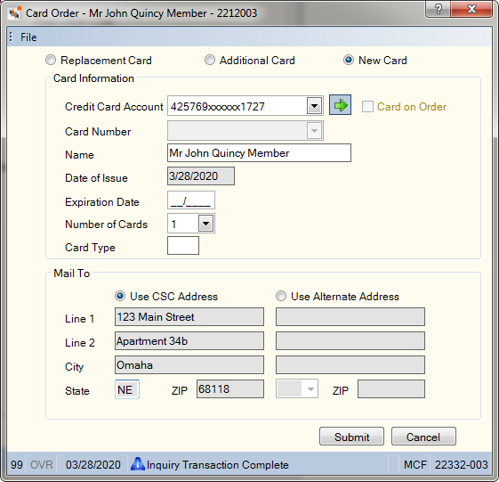 Card Order - CSC Card Order - CSC