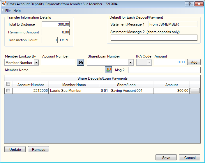 Cross Account Deposits, Payments Cross Account Deposits, Payments