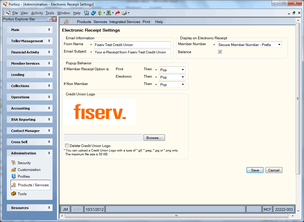Electronic Receipt Settings