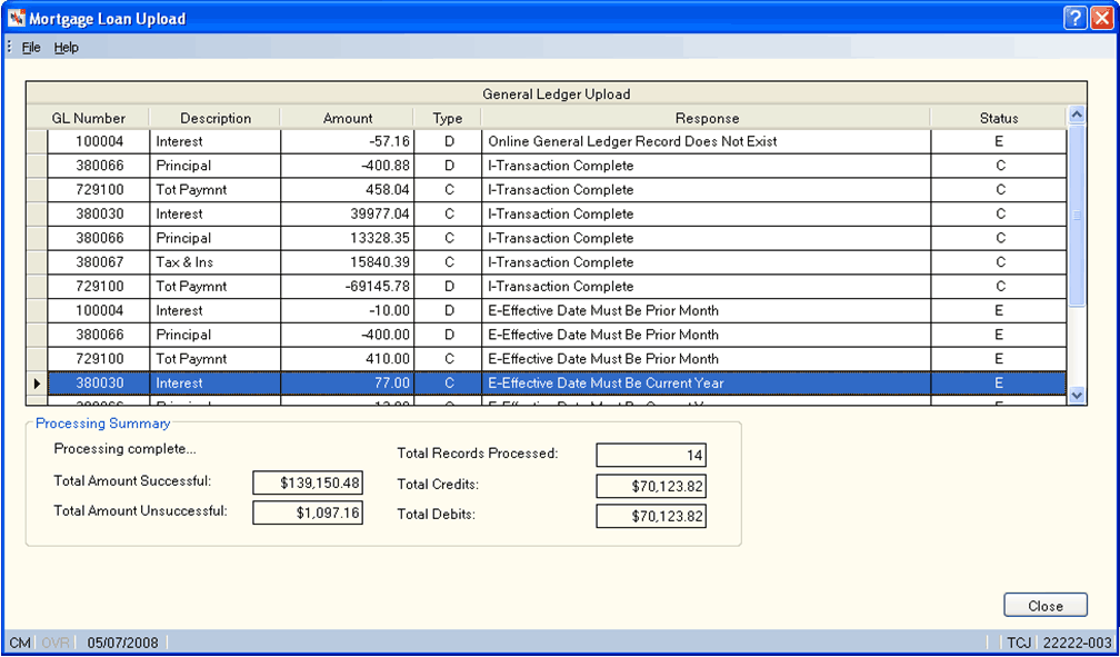 General Ledger Upload