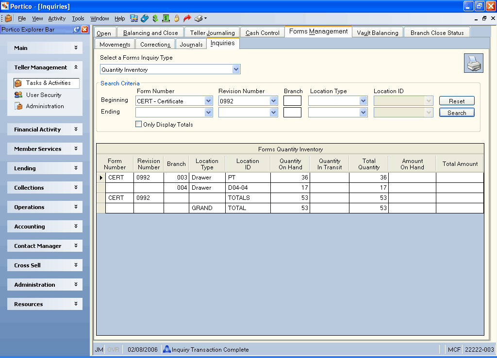 Inquiries - Quantity Inventory