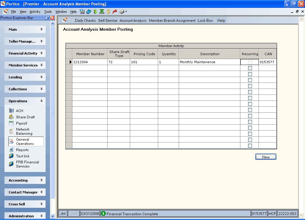 Account Analysis Member Posting Account Analysis Member Posting