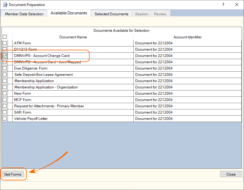 Document Preparation - Available Documents