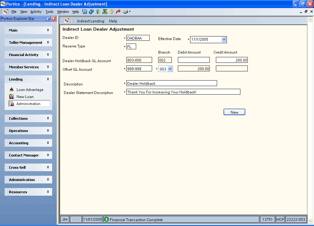 Indirect Loan Dealer Adjustment Indirect Loan Dealer Adjustment