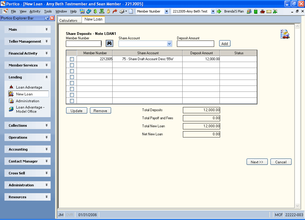 New Loan - Share Deposits