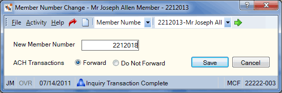 Member Number Change Member Number Change