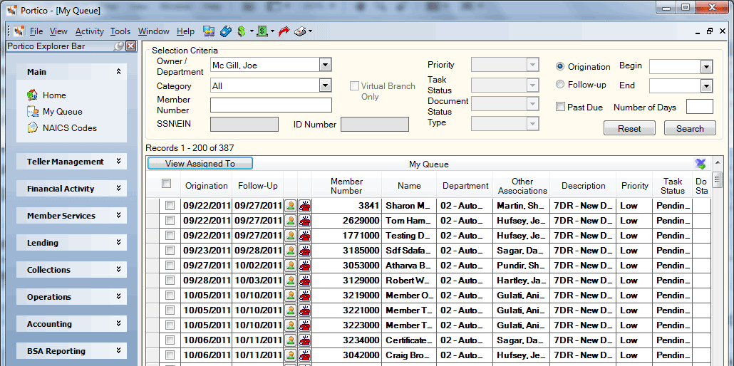 My Queue Other Associations View