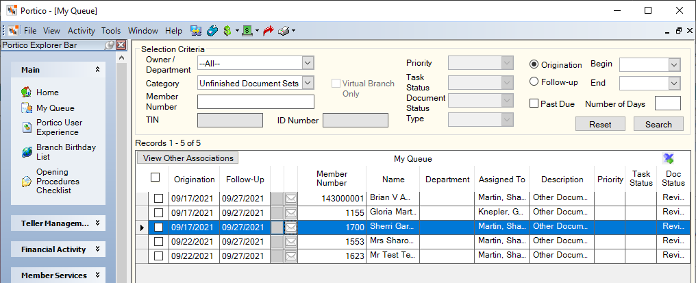 My Queue Unfinished Document Sets