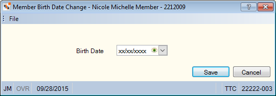 Member Birth Date Change