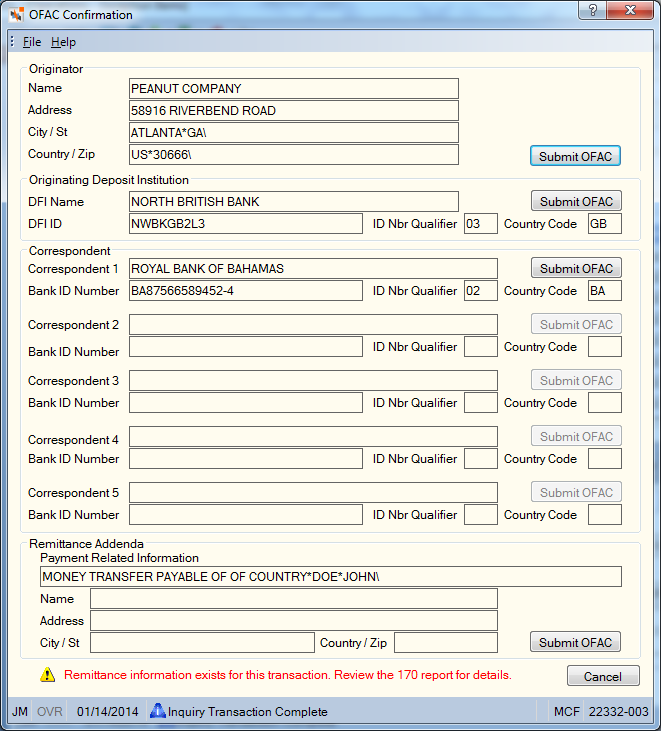 OFAC Confirmation OFAC Confirmation