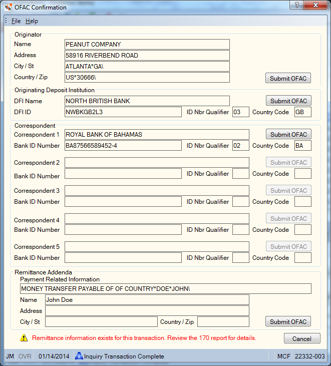 OFAC Confirmation OFAC Confirmation