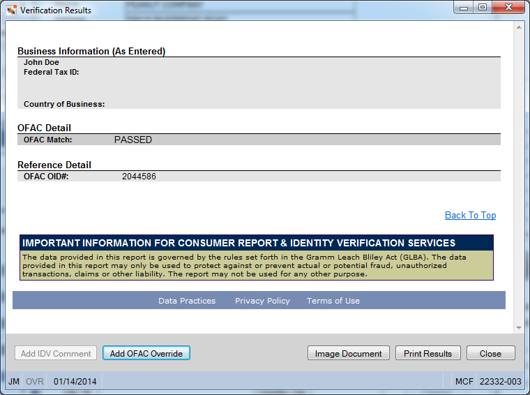 Verification Results Verification Results
