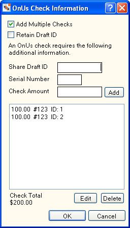 OnUs Check Information