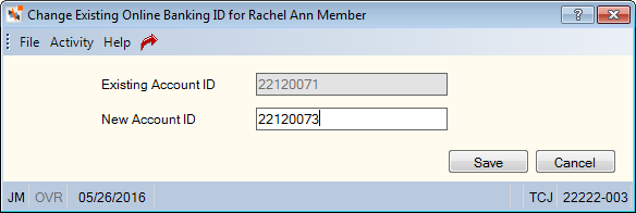 Change Existing Online Banking ID