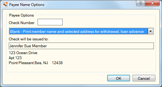 Payee Name Options Payee Name Options