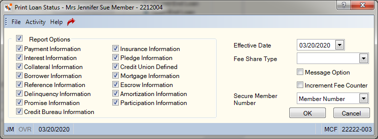 Print Loan Status