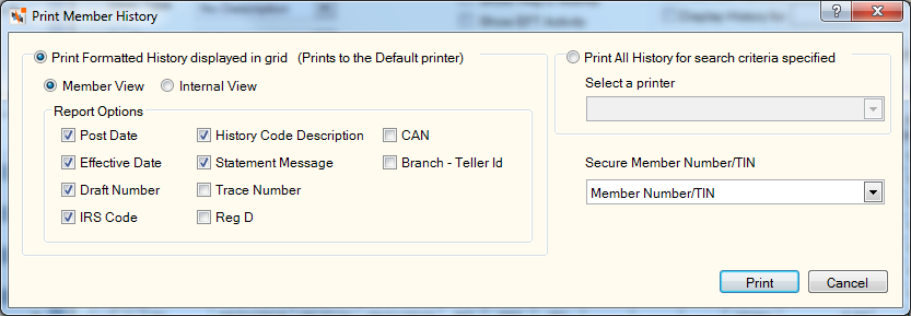 Print Member History Print Member History