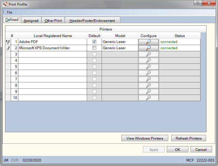 Print Profile - Defined Print Profile - Defined