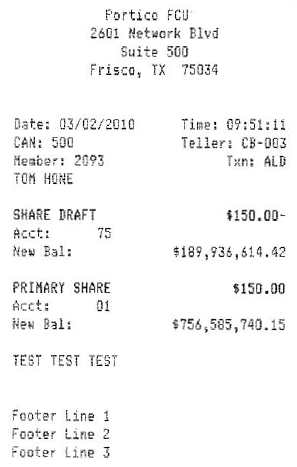 Receipt with Marketing Message and Footer