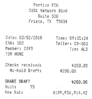 Receipt with No Footer and No Marketing Message