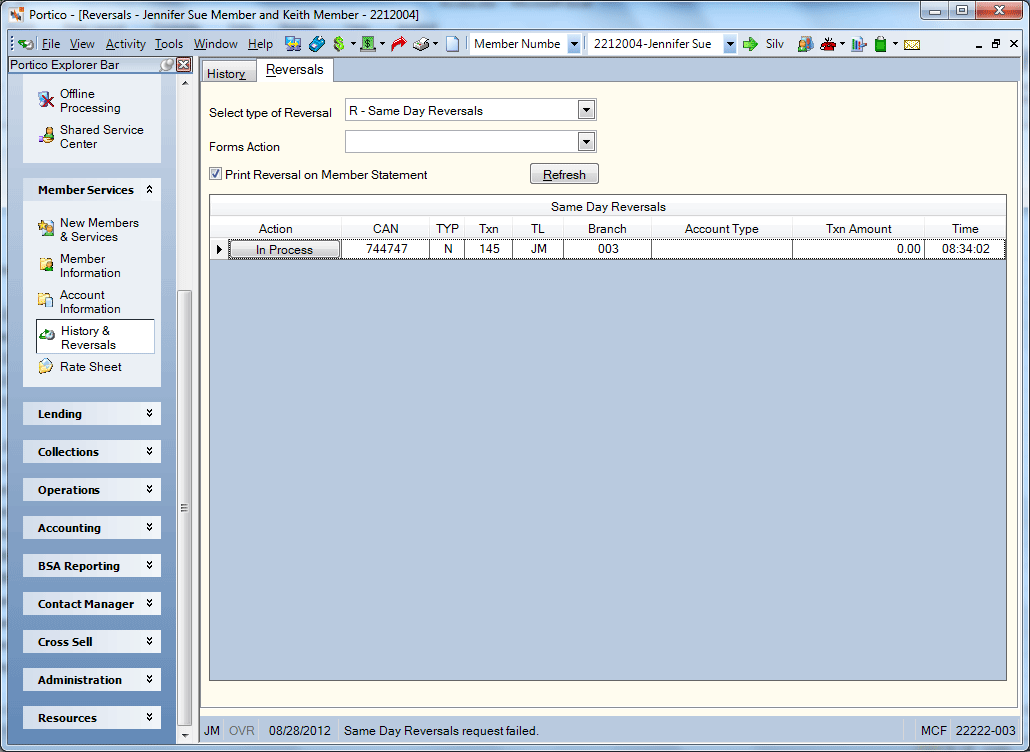 Same Day Reversals - In Process