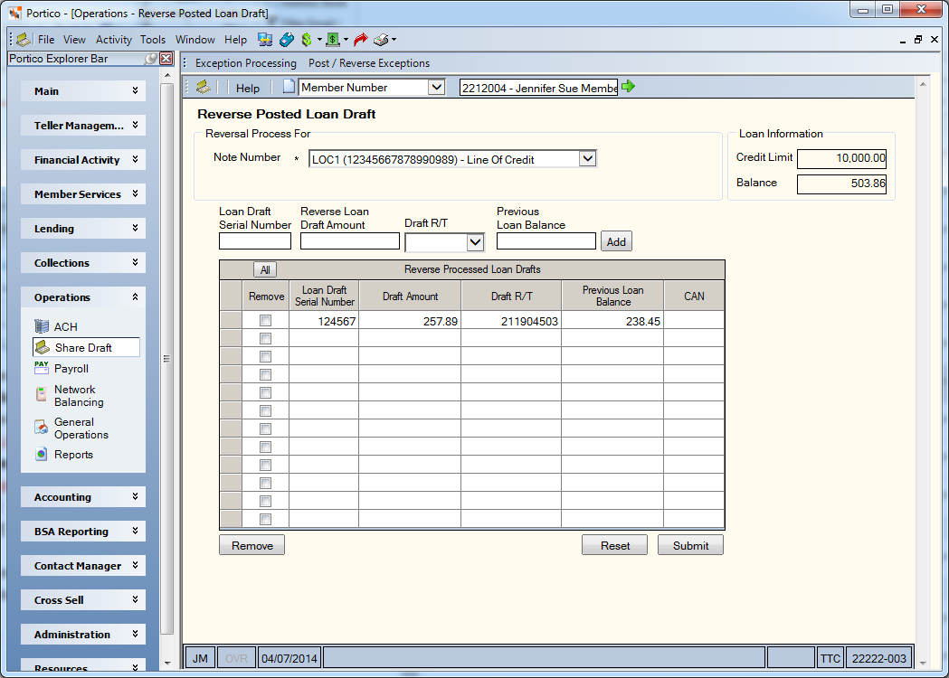 Reverse Posted Loan Draft Reverse Posted Loan Draft