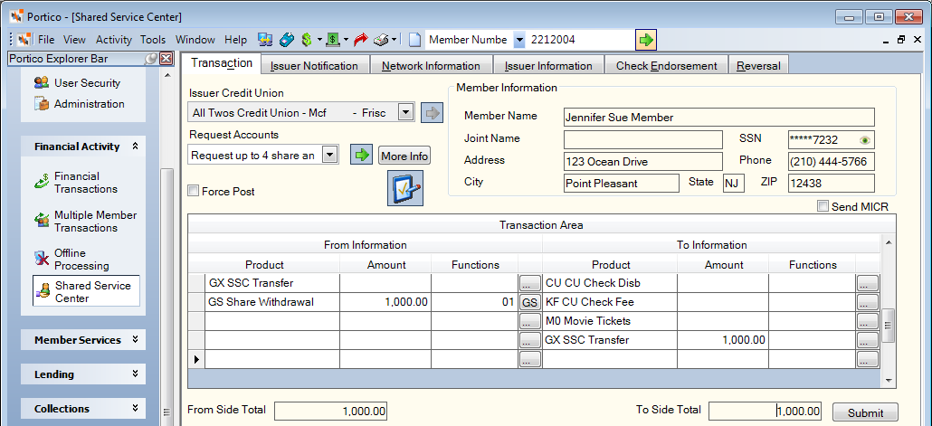 Shared Service Center Transfer
