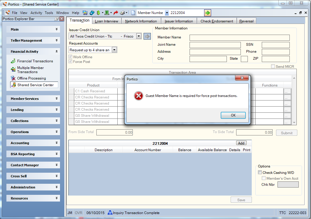 Shared Service Center - Transaction