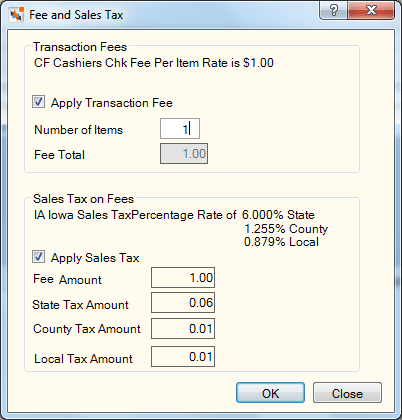 Fee and Sales Tax Fee and Sales Tax
