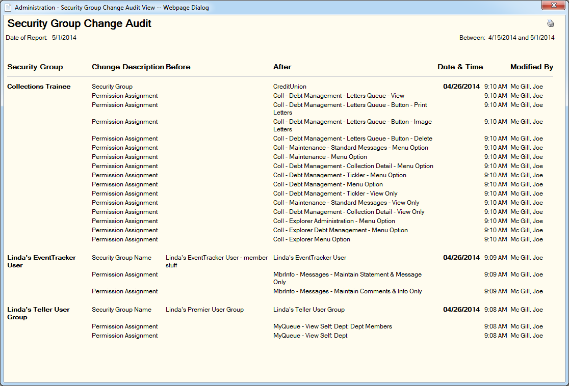 Security Group Change Audit Report Sample