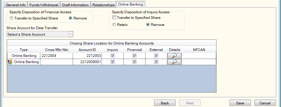 Share Close and Transfer - Online Banking Share Close and Transfer - Online Banking