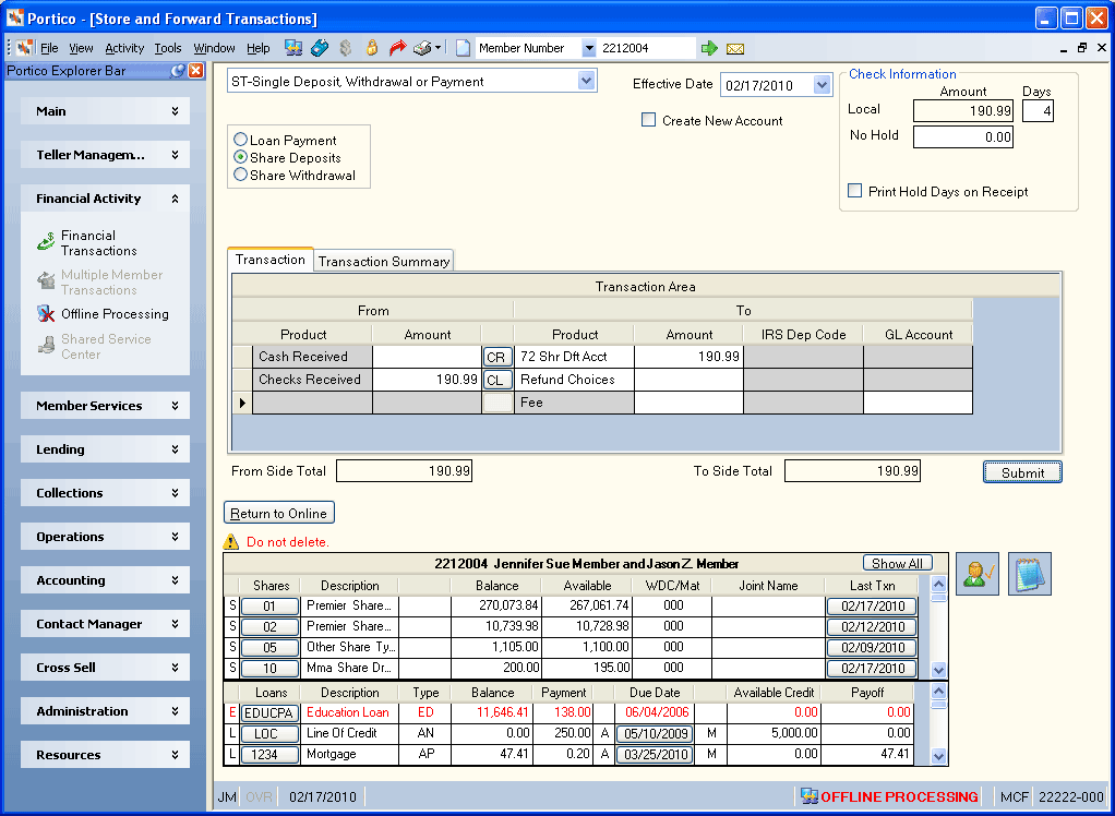 Store and Forward Transactions