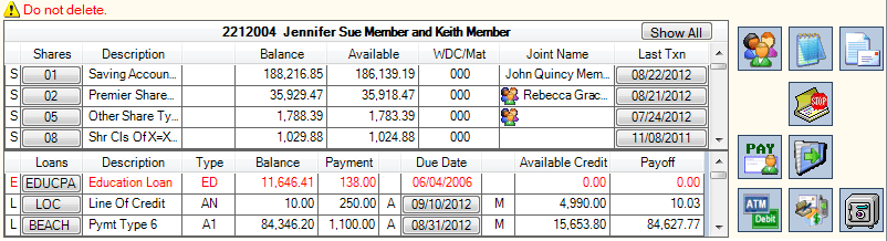 Account Listing Transaction Tab