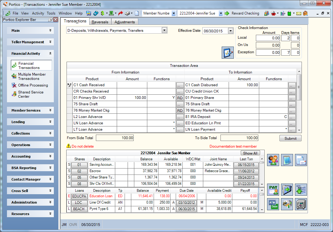 Transactions - Deposits, Withdrawals, Payments, Transfers