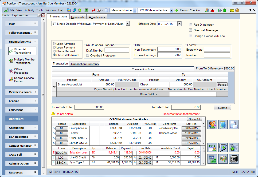 Transaction - Share Withdrawal - Payee button version