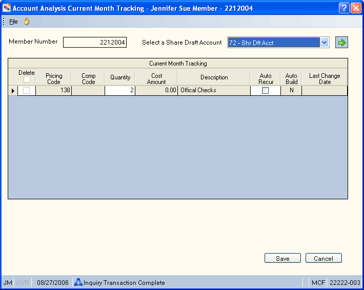 Account Analysis Current Month Tracking