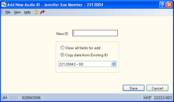 Add New Audio ID Add New Audio ID