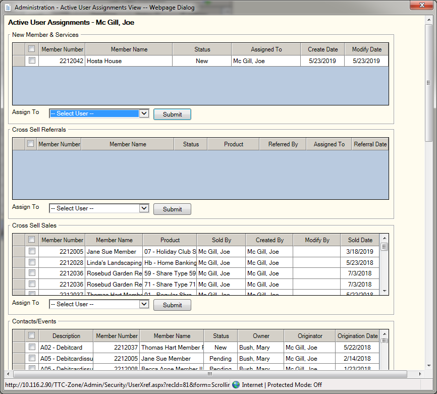 Active User Assignments