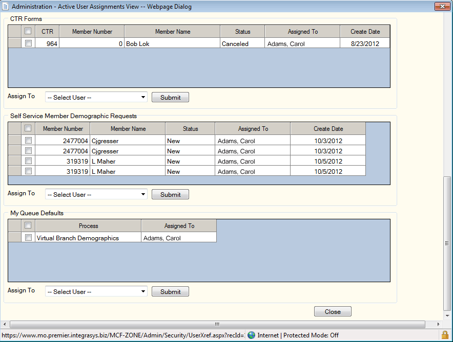 Active User Assignments