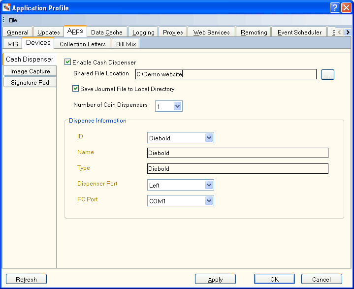 Application Profile - Apps - Devices - Cash Dispenser