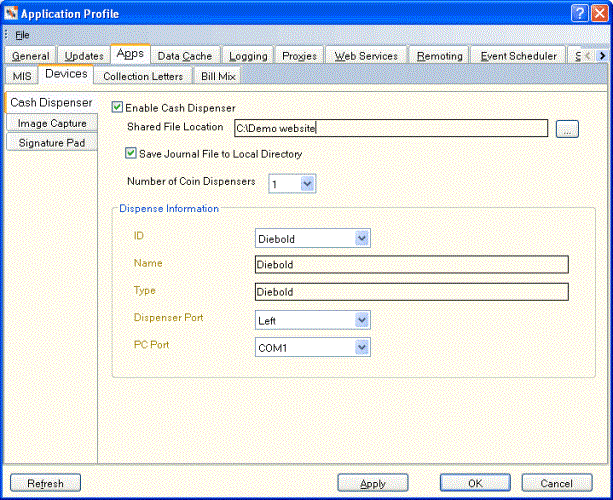 Application Profile - Apps - Devices - Cash Dispenser