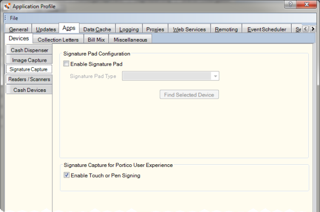 Application Profile - Apps - Devices - Signature Capture