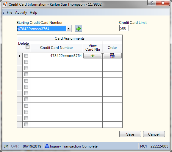Credit Card Information Credit Card Information
