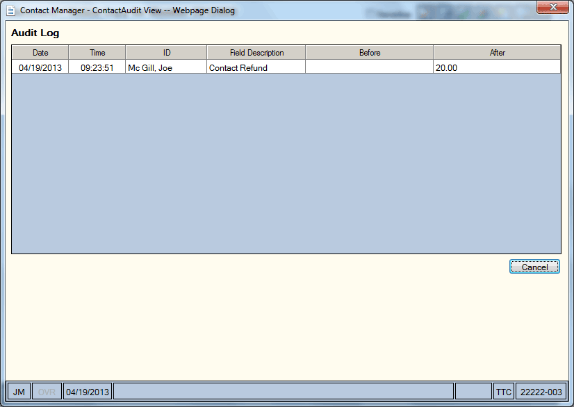 Audit Log Audit Log